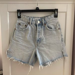 Zara Slit Straight Denim Shorts